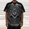 Silver And Black All Seeing Eye Print Textured Short Sleeve Shirt