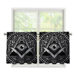 Silver And Black All Seeing Eye Print Tier Curtains