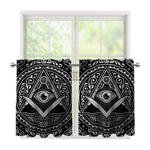 Silver And Black All Seeing Eye Print Tier Curtains