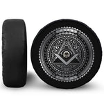 Silver And Black All Seeing Eye Print Tire Cover With Camera Hole