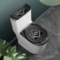 Silver And Black All Seeing Eye Print Toilet Lid And Tank Cover Set