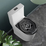 Silver And Black All Seeing Eye Print Toilet Lid Cover