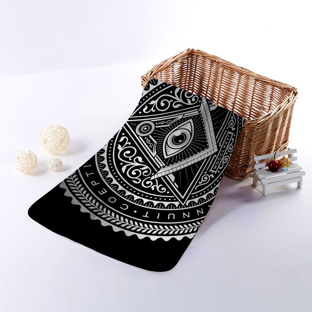 Silver And Black All Seeing Eye Print Towel