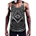 Silver And Black All Seeing Eye Print Men's Workout Tank Top
