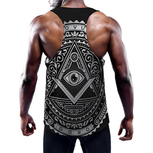 Silver And Black All Seeing Eye Print Training Tank Top