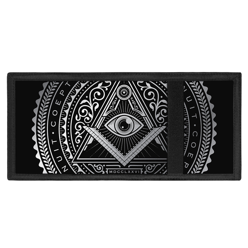Silver And Black All Seeing Eye Print Trifold Wallet