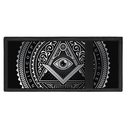 Silver And Black All Seeing Eye Print Trifold Wallet