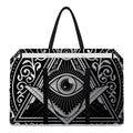 Silver And Black All Seeing Eye Print Utility Tote Bag
