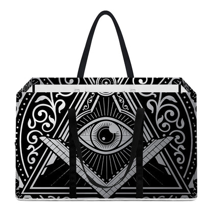 Silver And Black All Seeing Eye Print Utility Tote Bag