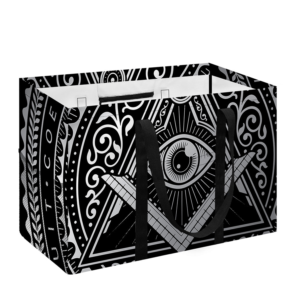 Silver And Black All Seeing Eye Print Utility Tote Bag
