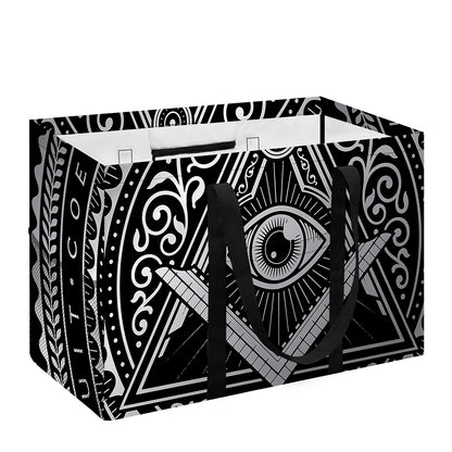 Silver And Black All Seeing Eye Print Utility Tote Bag