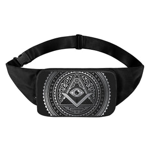 Silver And Black All Seeing Eye Print Waist Bag