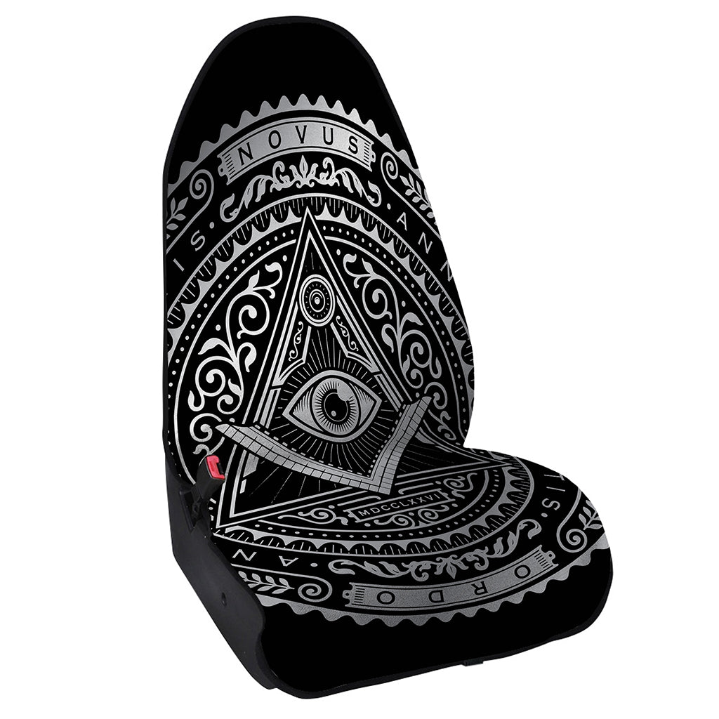 Silver And Black All Seeing Eye Print Waterproof Car Seat Cover