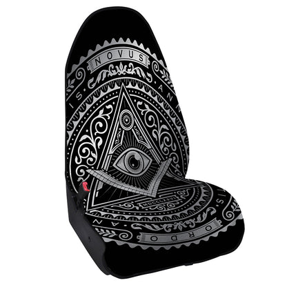 Silver And Black All Seeing Eye Print Waterproof Car Seat Cover