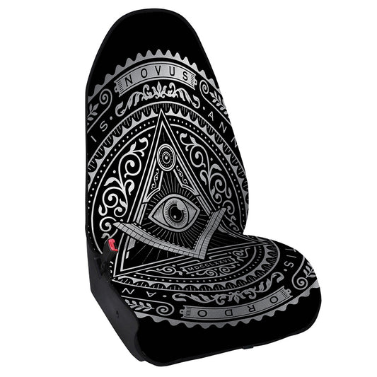 Silver And Black All Seeing Eye Print Waterproof Car Seat Cover