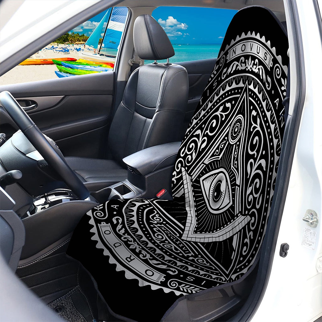 Silver And Black All Seeing Eye Print Waterproof Car Seat Cover
