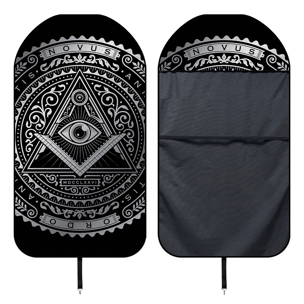 Silver And Black All Seeing Eye Print Waterproof Car Seat Cover