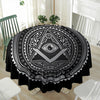 Silver And Black All Seeing Eye Print Waterproof Round Tablecloth