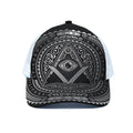 Silver And Black All Seeing Eye Print White Mesh Trucker Hat