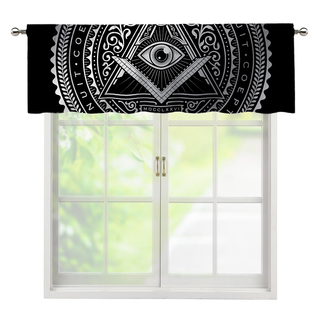 Silver And Black All Seeing Eye Print Window Valance