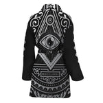 Silver And Black All Seeing Eye Print Women's Bathrobe