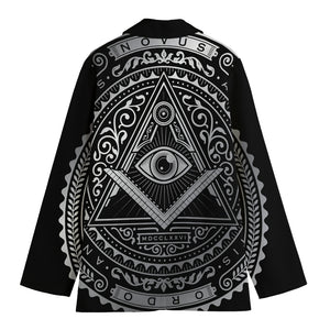 Silver And Black All Seeing Eye Print Women's Blazer