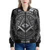 Silver And Black All Seeing Eye Print Women's Bomber Jacket