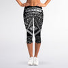 Silver And Black All Seeing Eye Print Women's Capri Leggings