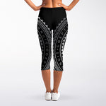 Silver And Black All Seeing Eye Print Women's Capri Leggings