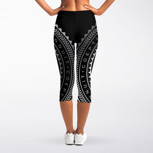 Silver And Black All Seeing Eye Print Women's Capri Leggings