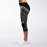 Silver And Black All Seeing Eye Print Women's Capri Leggings