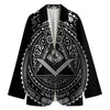 Silver And Black All Seeing Eye Print Women's Cotton Blazer