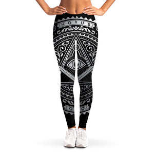 Silver And Black All Seeing Eye Print Women's Leggings