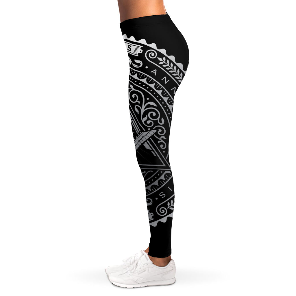 Silver And Black All Seeing Eye Print Women's Leggings