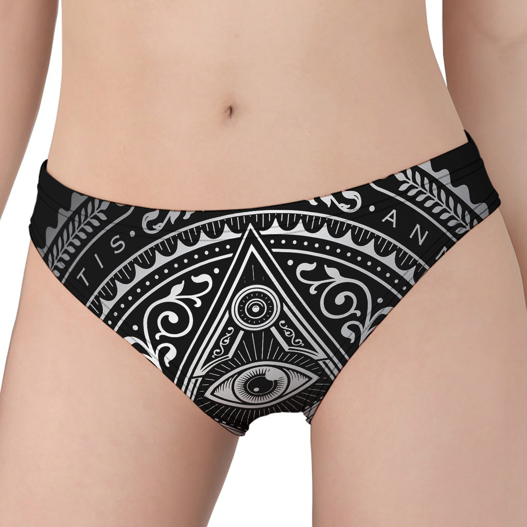 Silver And Black All Seeing Eye Print Women's Panties