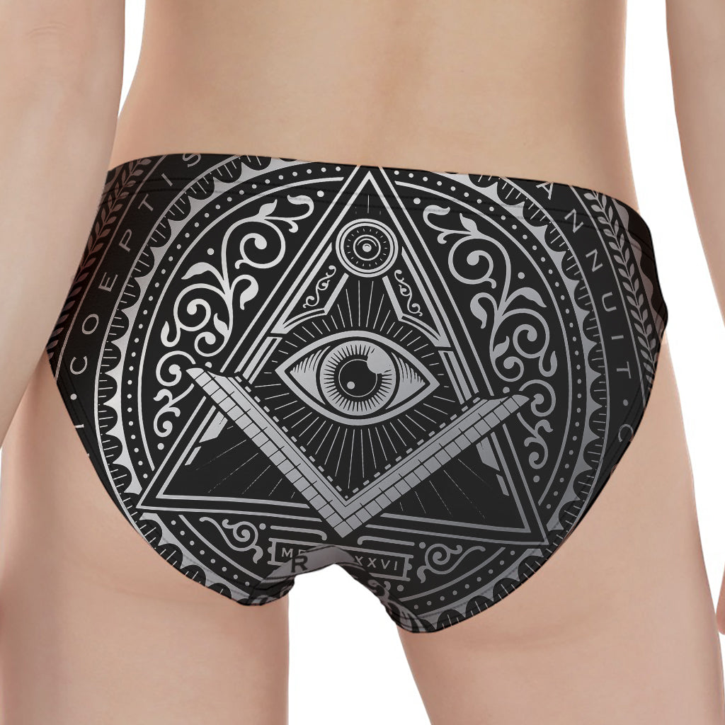 Silver And Black All Seeing Eye Print Women's Panties