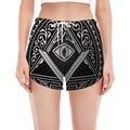 Silver And Black All Seeing Eye Print Women's Split Running Shorts