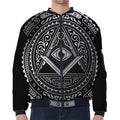 Silver And Black All Seeing Eye Print Zip Sleeve Bomber Jacket