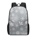 Silver And White Snowflake Pattern Print 17 Inch Backpack
