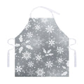 Silver And White Snowflake Pattern Print Adjustable Apron