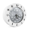 Silver And White Snowflake Pattern Print Alarm Clock