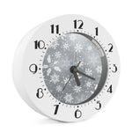 Silver And White Snowflake Pattern Print Alarm Clock