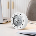Silver And White Snowflake Pattern Print Alarm Clock