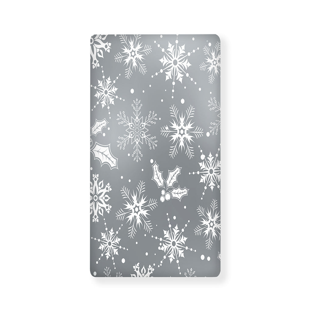 Silver And White Snowflake Pattern Print Baby Crib Sheet