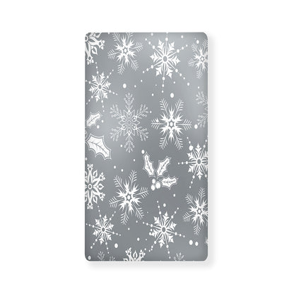 Silver And White Snowflake Pattern Print Baby Crib Sheet