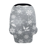 Silver And White Snowflake Pattern Print Baby Seat Cover
