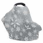Silver And White Snowflake Pattern Print Baby Seat Cover