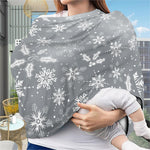 Silver And White Snowflake Pattern Print Baby Seat Cover