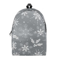 Silver And White Snowflake Pattern Print School Backpack