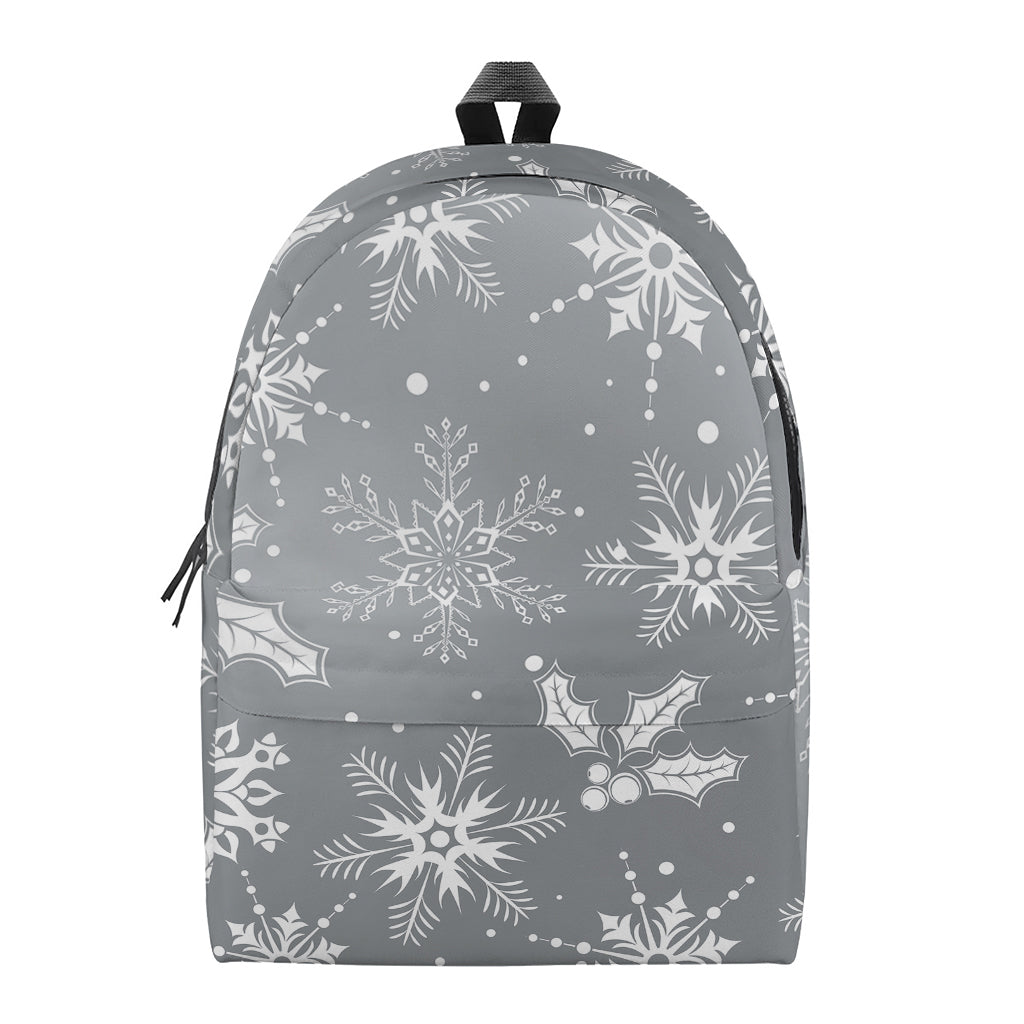Silver And White Snowflake Pattern Print Backpack